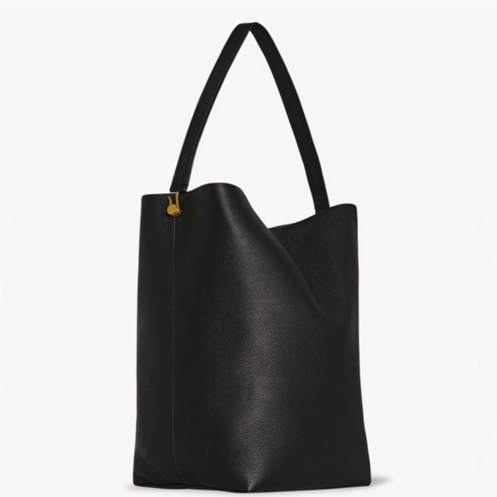 The Row Large Hook N/S Tote – Black Calfskin Leather